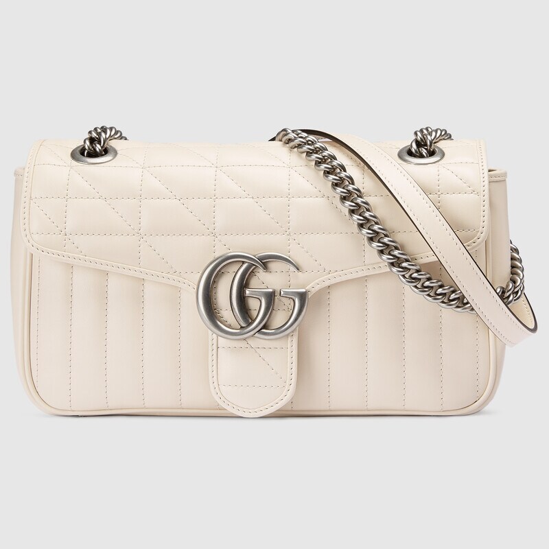 Gucci GG Marmont Small Matelasse Shoulder Bag 443497 White